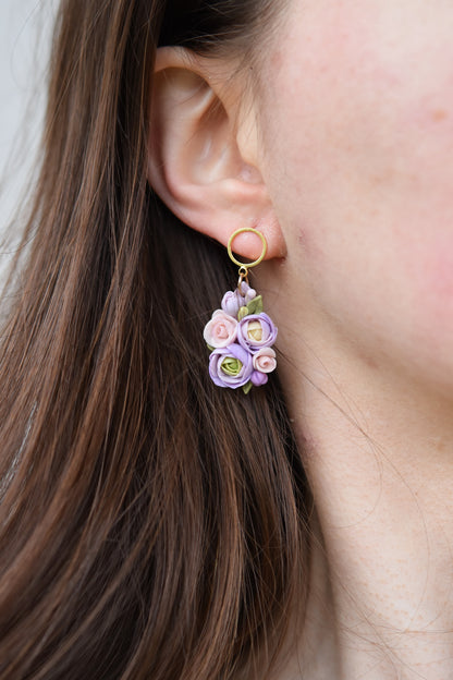 Teardrop Floral Earrings | Purple Bloom