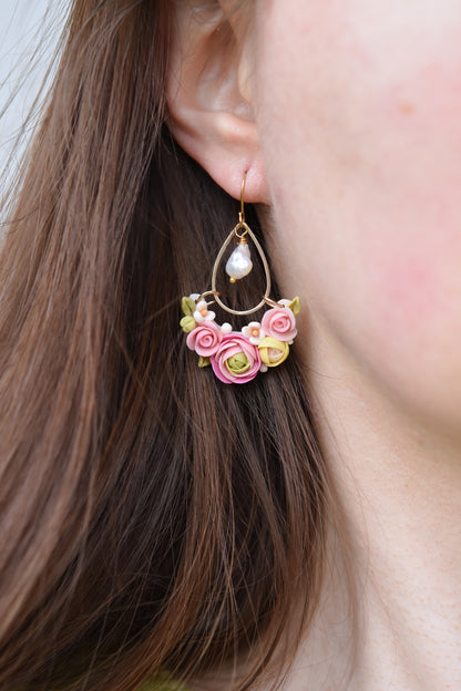Teardrop Floral Earrings | Boho Peonies