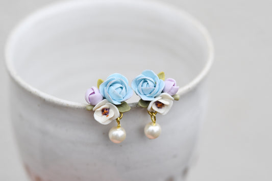 Floral Earrings | Soft Blue