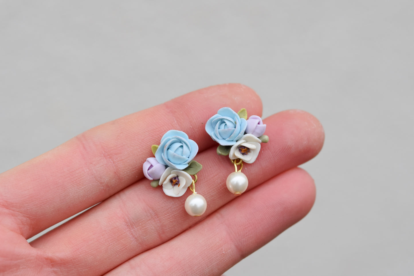 Floral Earrings | Soft Blue