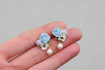 Floral Earrings | Soft Blue