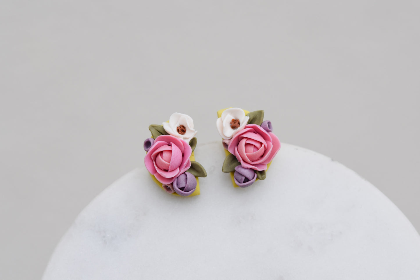Floral Stud Earrings | Lime