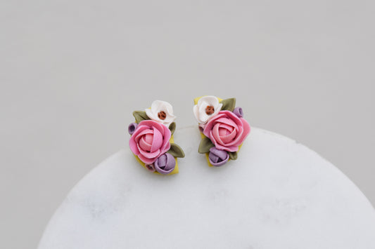 Floral Stud Earrings | Lime