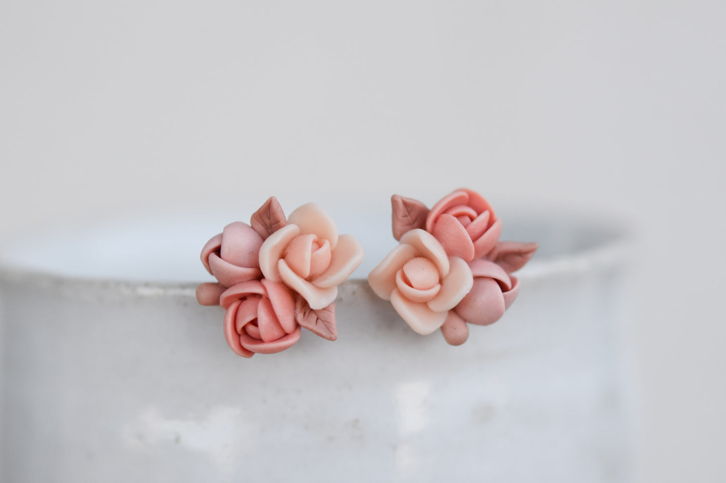 Garden Floral Studs | Peachy nude