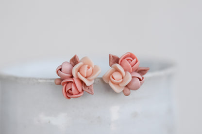 Garden Floral Studs | Peachy nude
