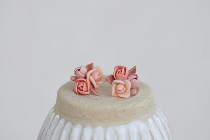 Garden Floral Studs | Peachy nude