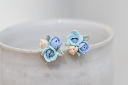 Garden Floral Studs | Soft Blue