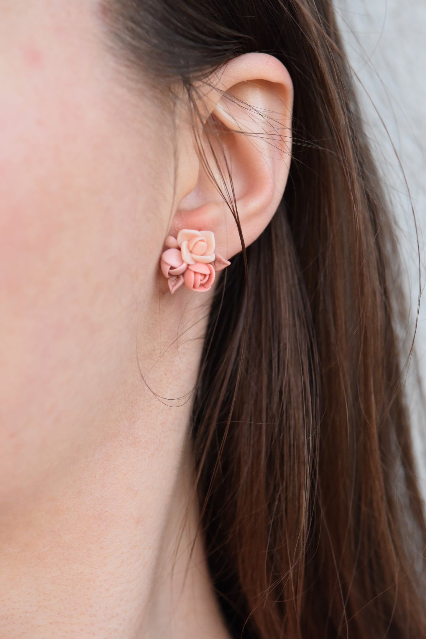 Garden Floral Studs | Peachy nude