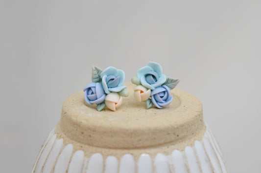 Garden Floral Studs | Soft Blue