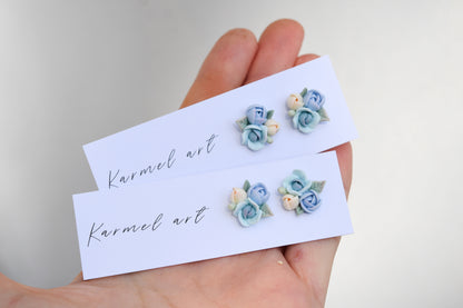 Garden Floral Studs | Soft Blue