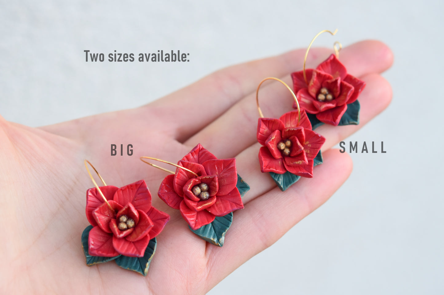 Christmas Earrings | Poinsettia Hoops