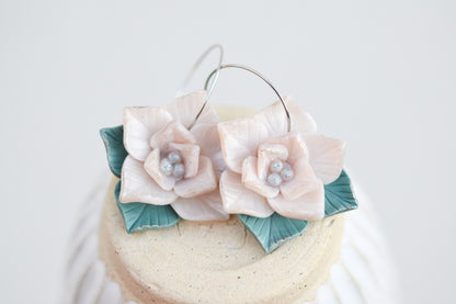 Christmas Earrings | Poinsettia Hoops