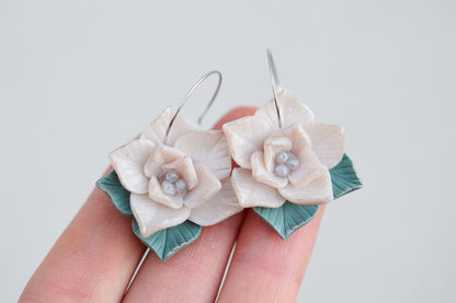 Christmas Earrings | Poinsettia Hoops