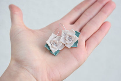 Christmas Earrings | Poinsettia Hoops