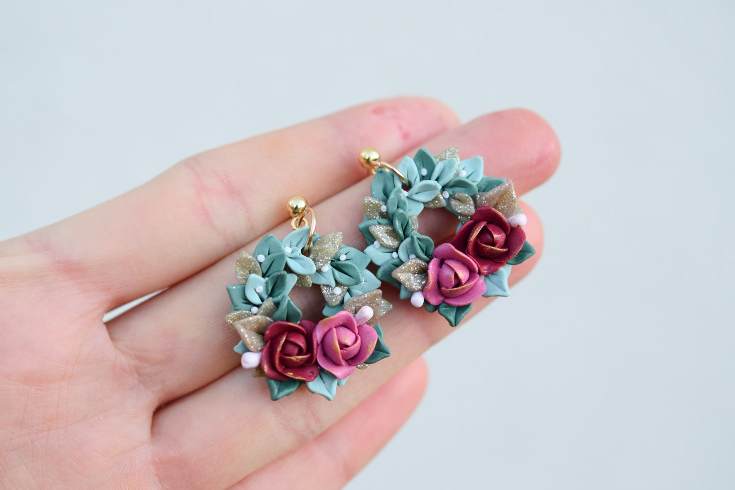 Christmas Earrings | Floral Wreath