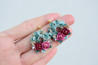 Christmas Earrings | Floral Wreath