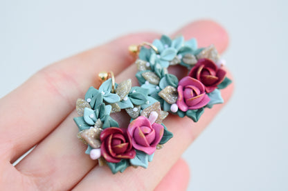 Christmas Earrings | Floral Wreath