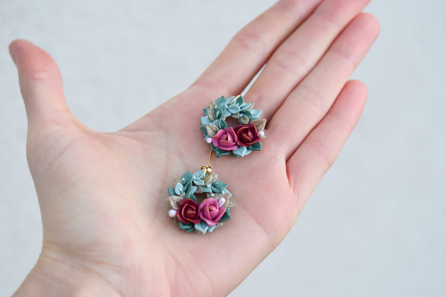 Christmas Earrings | Floral Wreath