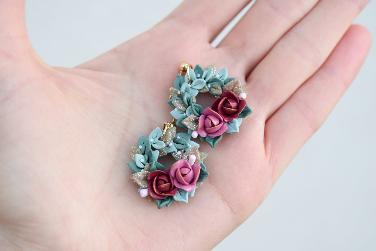 Christmas Earrings | Floral Wreath