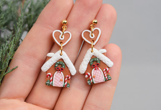 Christmas Earrings | Gingerbread house