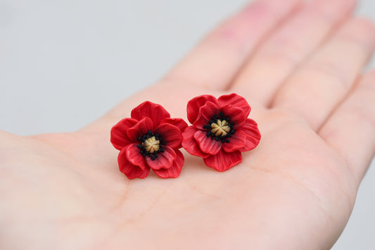 Poppy Earrings studs | Wild poppy
