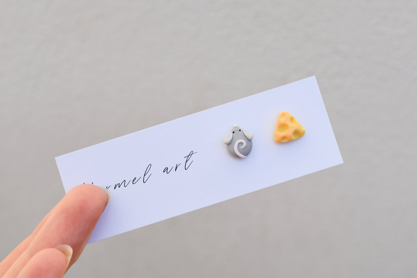 Mouse and Cheese Studs Earrings