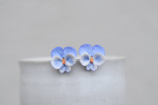 Pansy Stud Earrings | Soft Blue