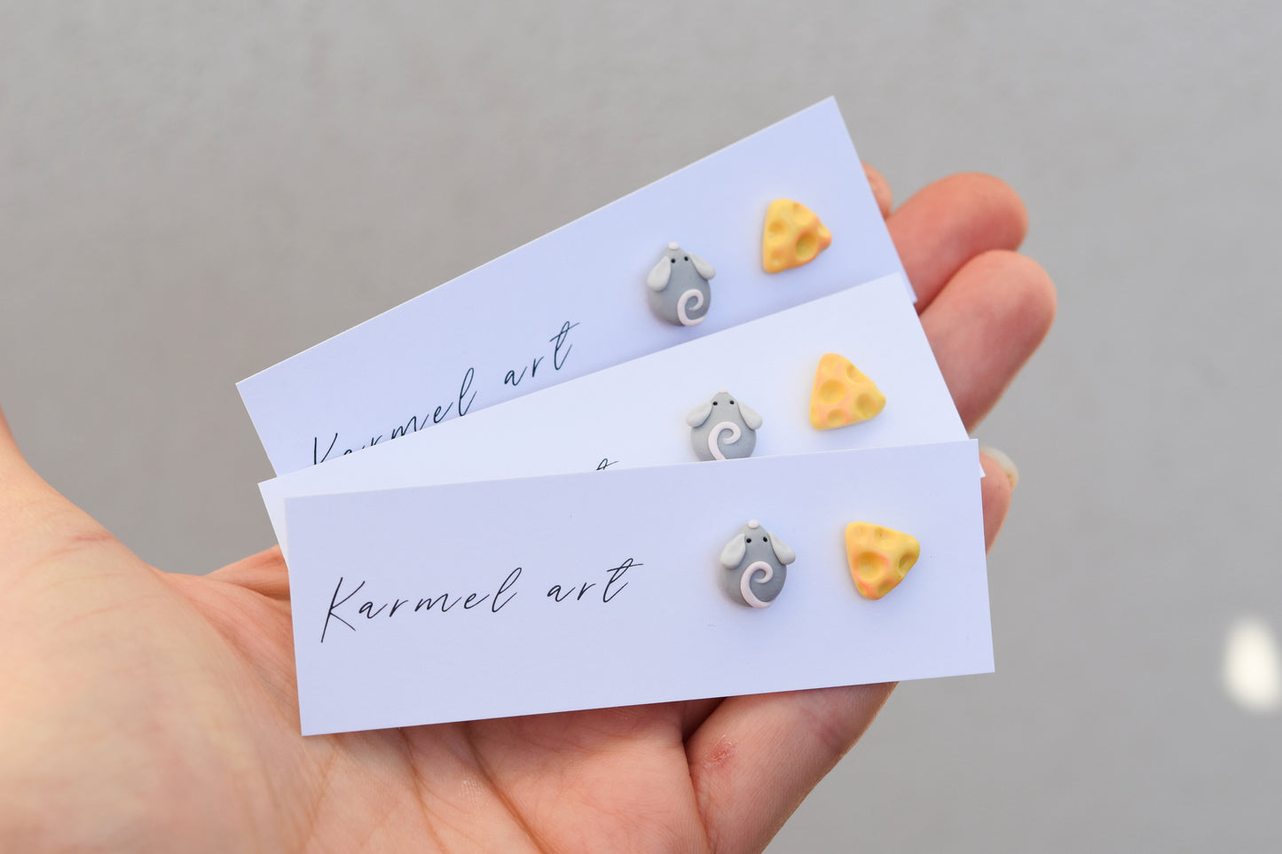 Mouse and Cheese Studs Earrings
