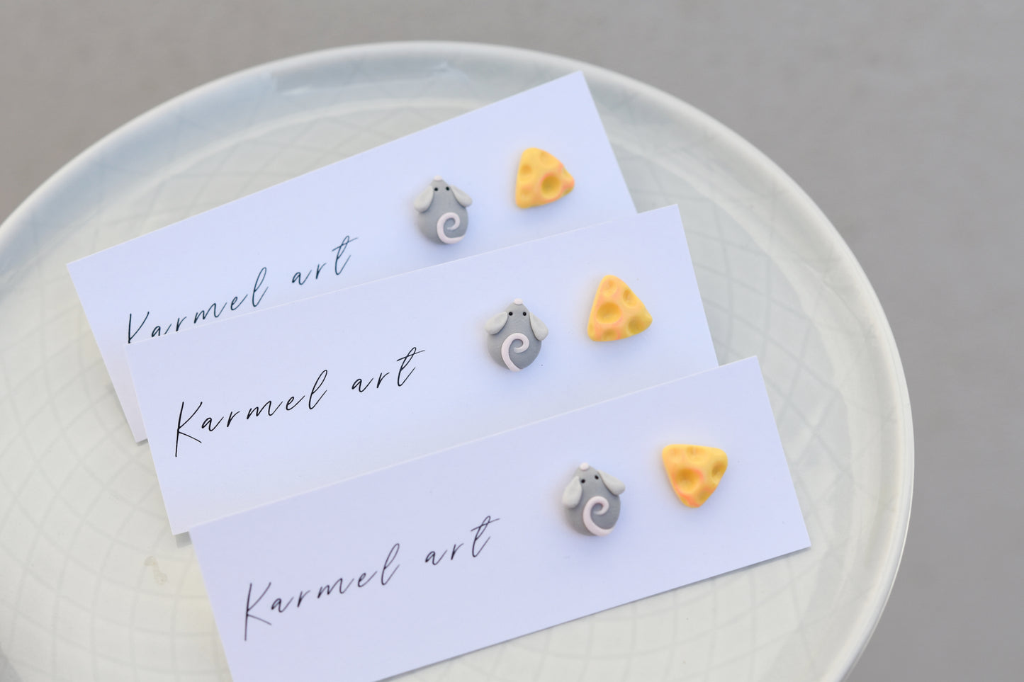 Mouse and Cheese Studs Earrings