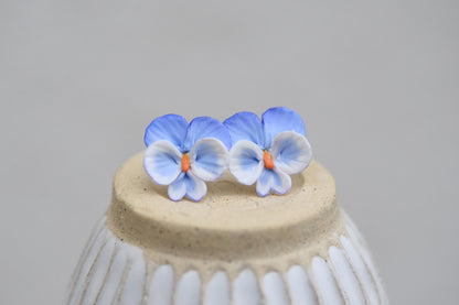 Pansy Stud Earrings | Soft Blue