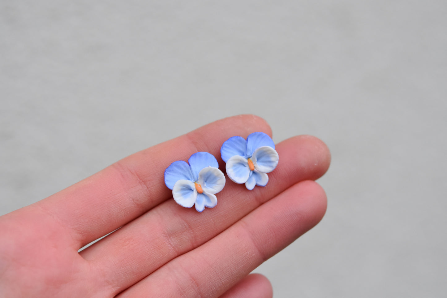 Pansy Stud Earrings | Soft Blue