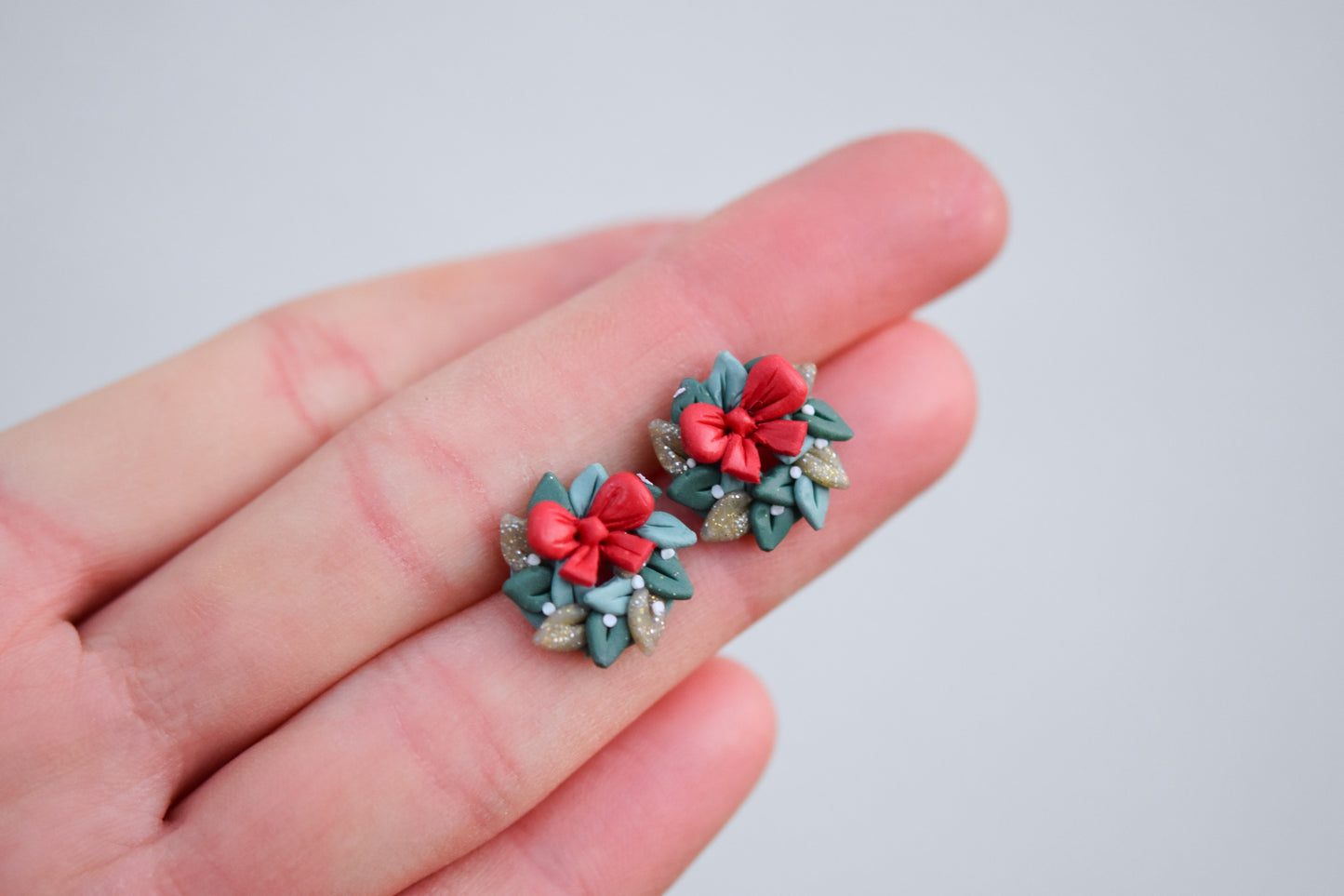 Christmas Earrings | Wreath Studs
