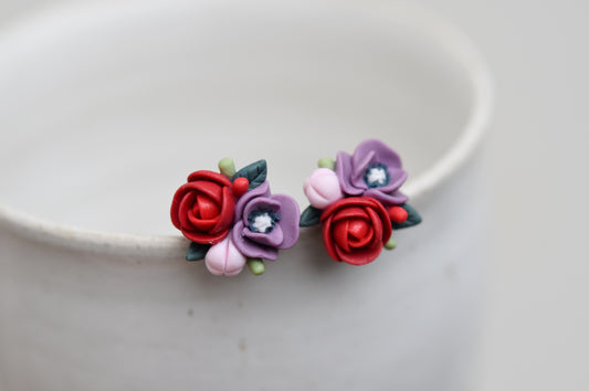 Garden Floral Studs | Red Rose