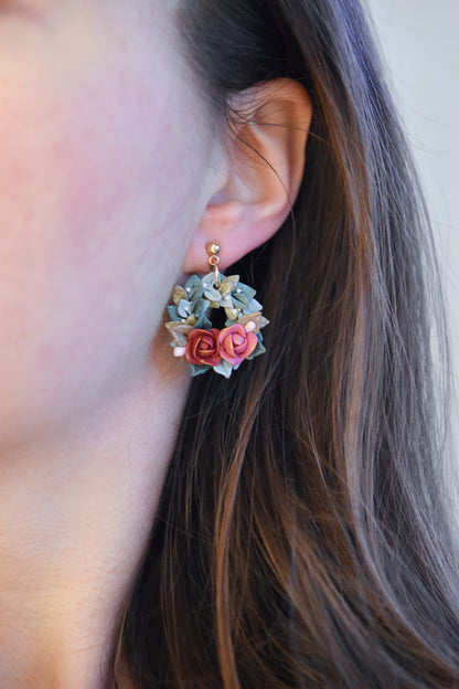 Christmas Earrings | Floral Wreath