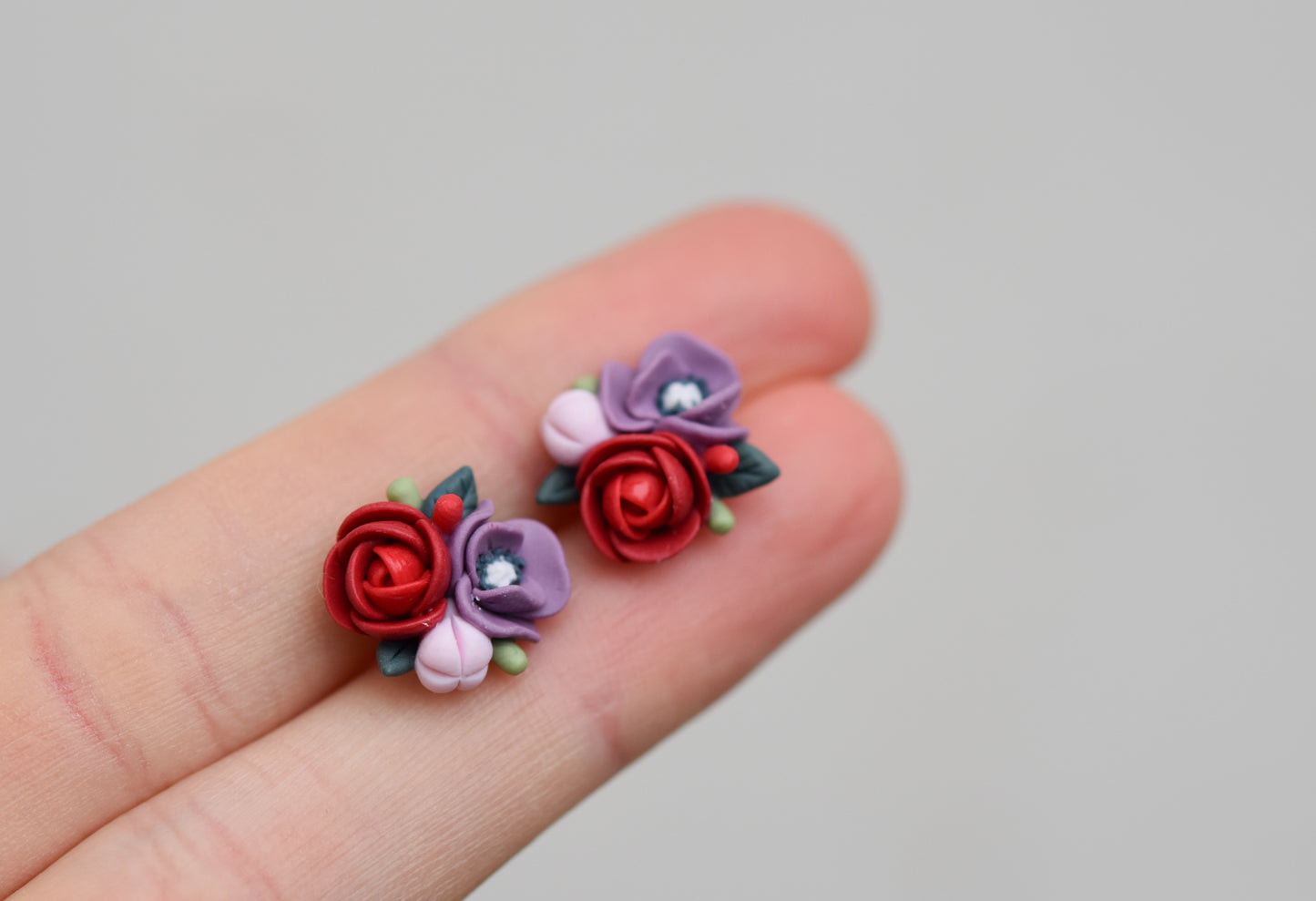 Garden Floral Studs | Red Rose