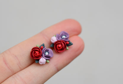 Garden Floral Studs | Red Rose