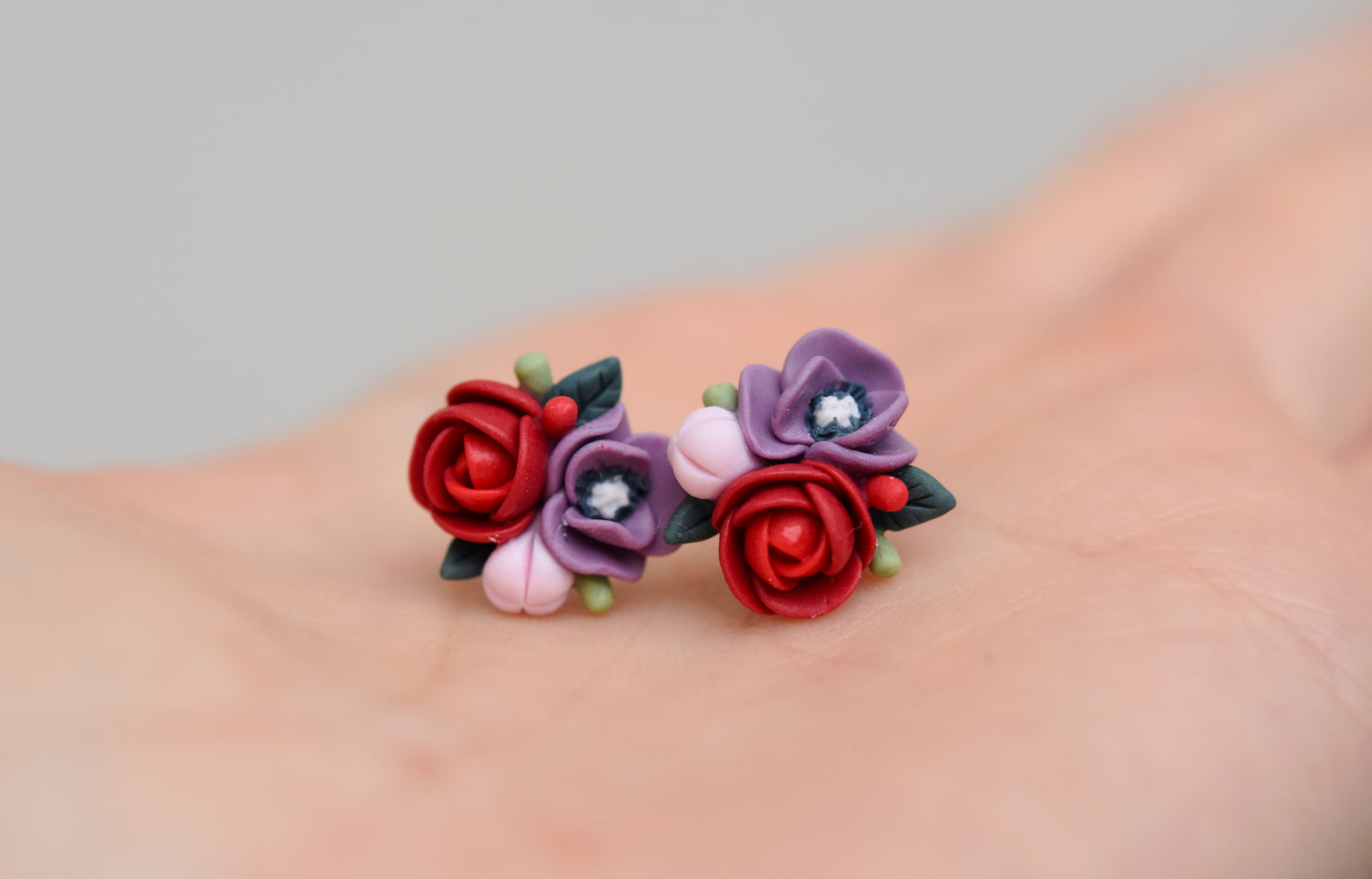 Garden Floral Studs | Red Rose