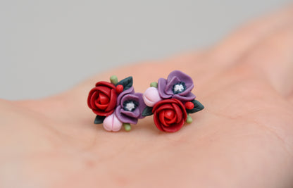 Garden Floral Studs | Red Rose
