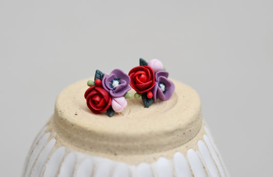 Garden Floral Studs | Red Rose