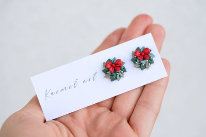 Christmas Earrings | Wreath Studs