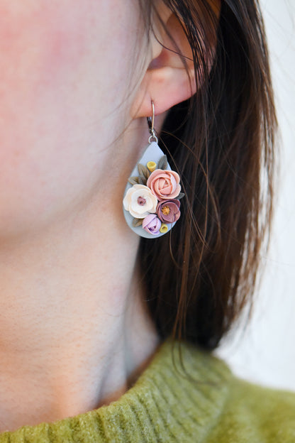 Teardrop Floral Earrings | Peony