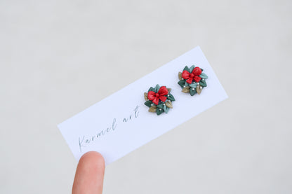 Christmas Earrings | Wreath Studs