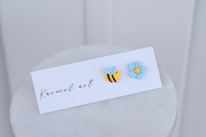 Bee and flower Studs Earrings
