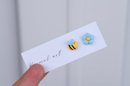 Bee and flower Studs Earrings
