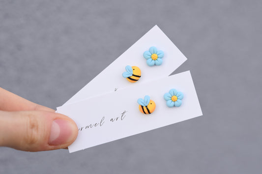 Bee and flower Studs Earrings