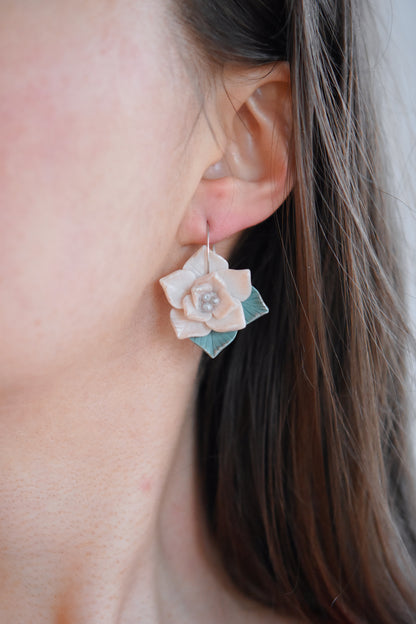 Christmas Earrings | Poinsettia Hoops