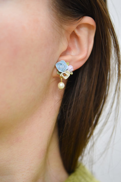 Floral Earrings | Soft Blue