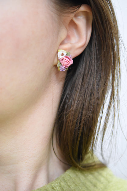 Floral Stud Earrings | Lime