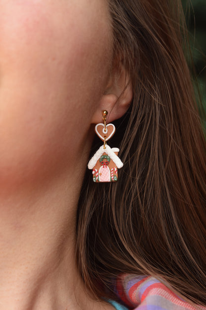 Christmas Earrings | Gingerbread house