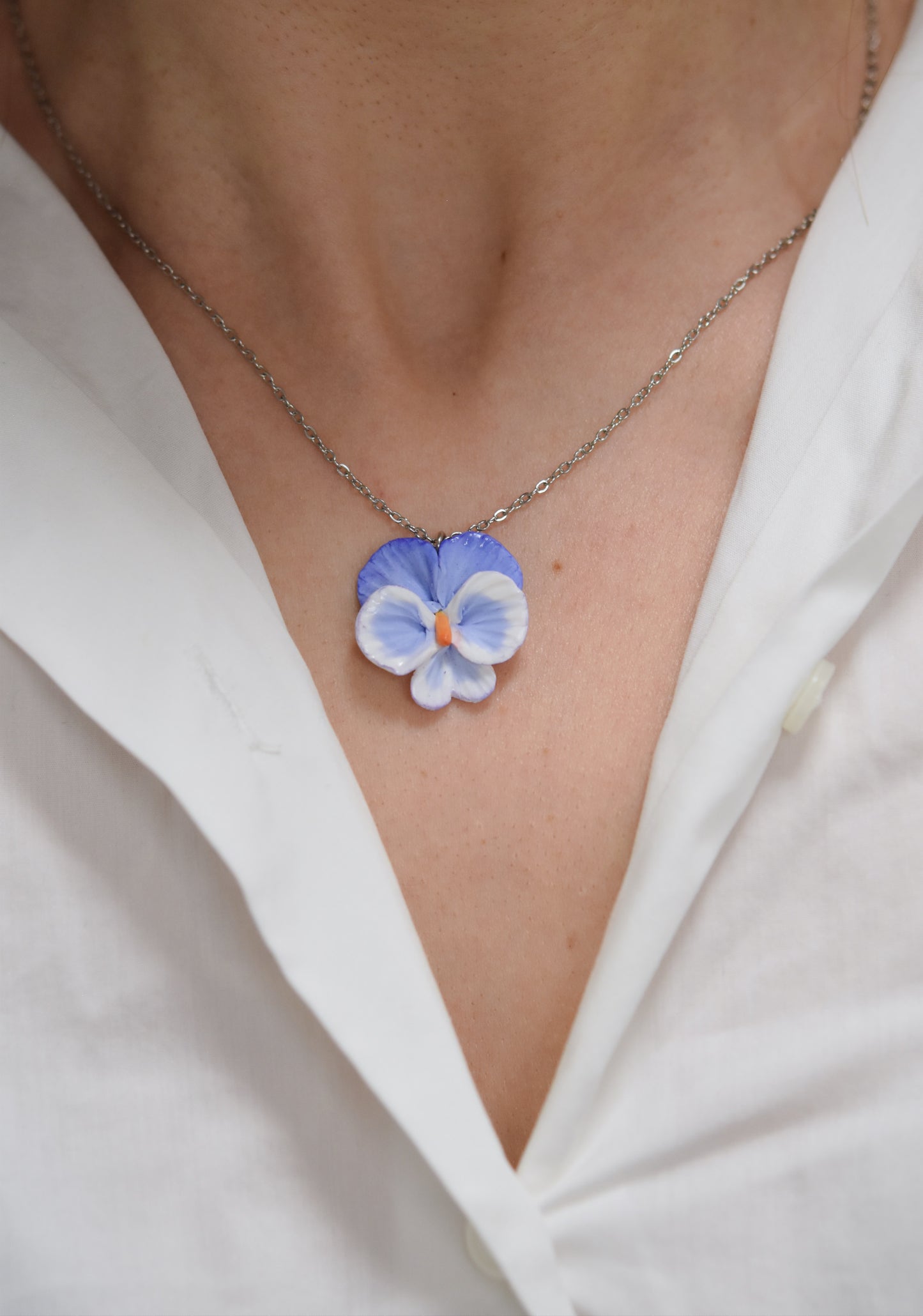 Floral Necklace | Blue Pansy